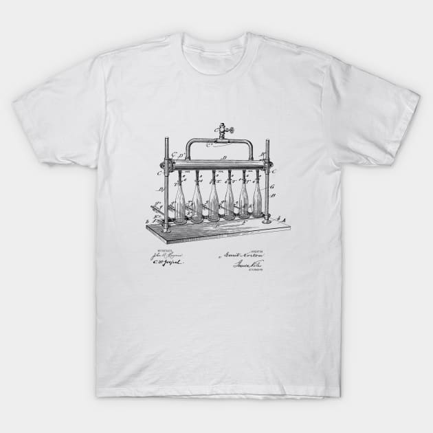 Bottle Filling Machine Vintage Patent Hand Drawing T-Shirt by TheYoungDesigns